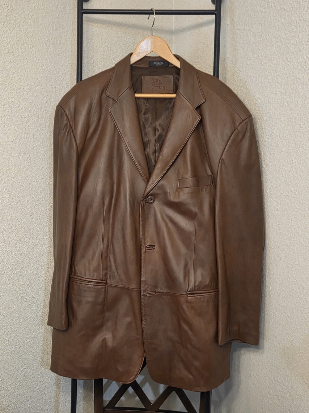Men's Brown Leather Blazer Jacket